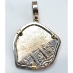 1 Reale Tresaure Coin in 14kt Gold & Sterling Silver Pendant  from the Consolacion Shipwreck of 1681